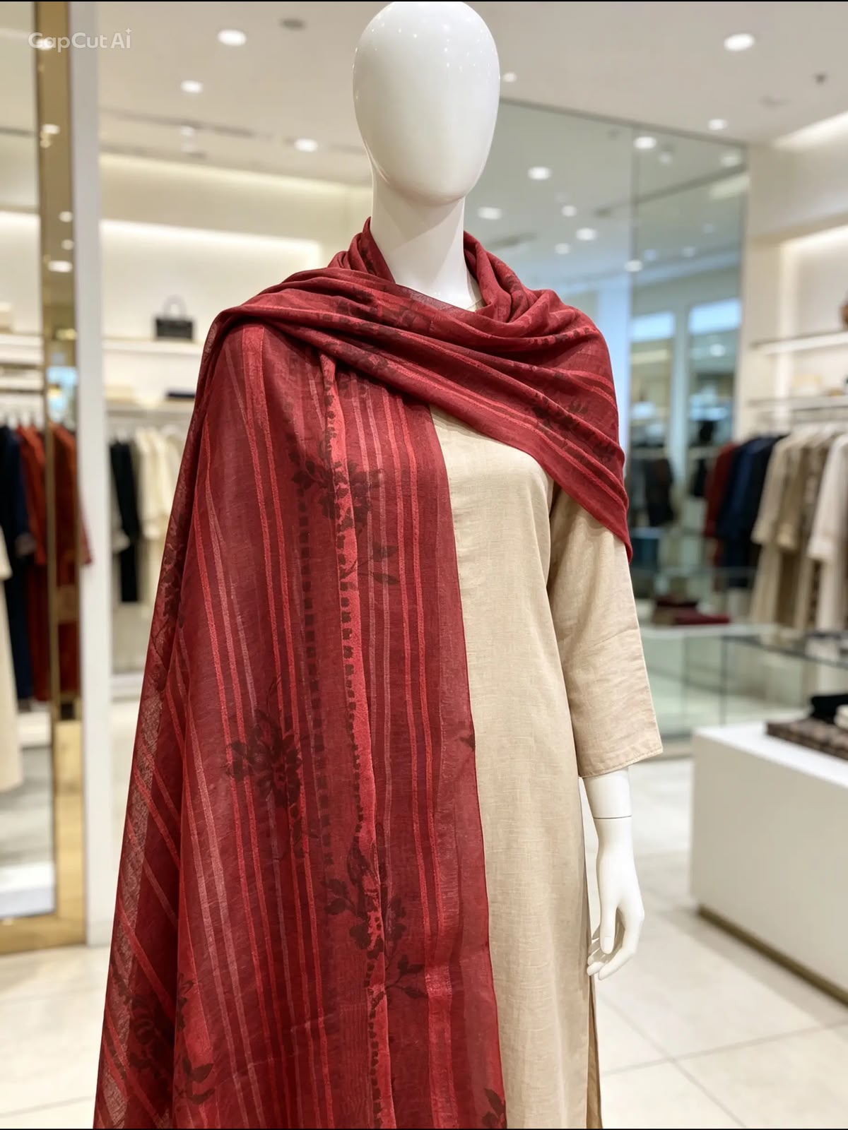 Crimson Elegance Printed Dupatta