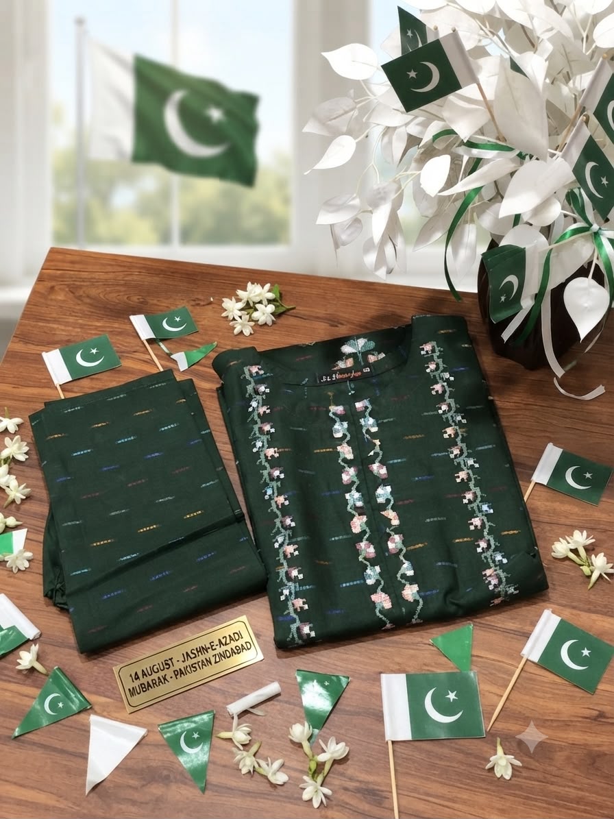 Girls Green multi Embroidered 2-Piece Suit